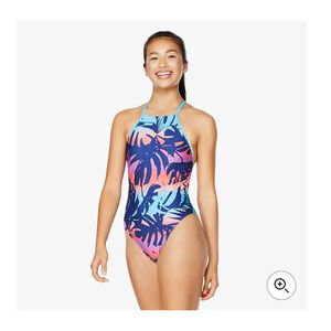 NWT Speedo Printed High Neck One Piece training swimsuit - ombre palm - 6 / 32
